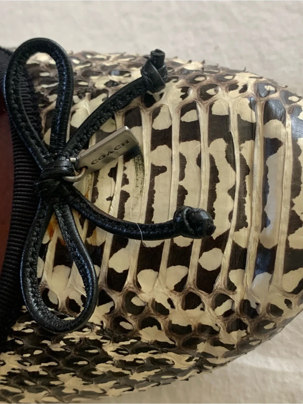 Coach Black and White Snakeskin-Print Ballet Flats Size 8.